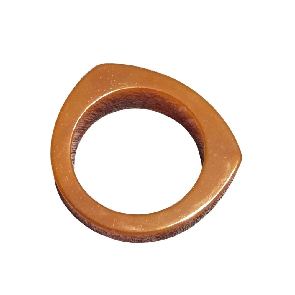 Vintage Geometric Lucite Resin Bangle Bracelet Brown Amber Chunky Retro
